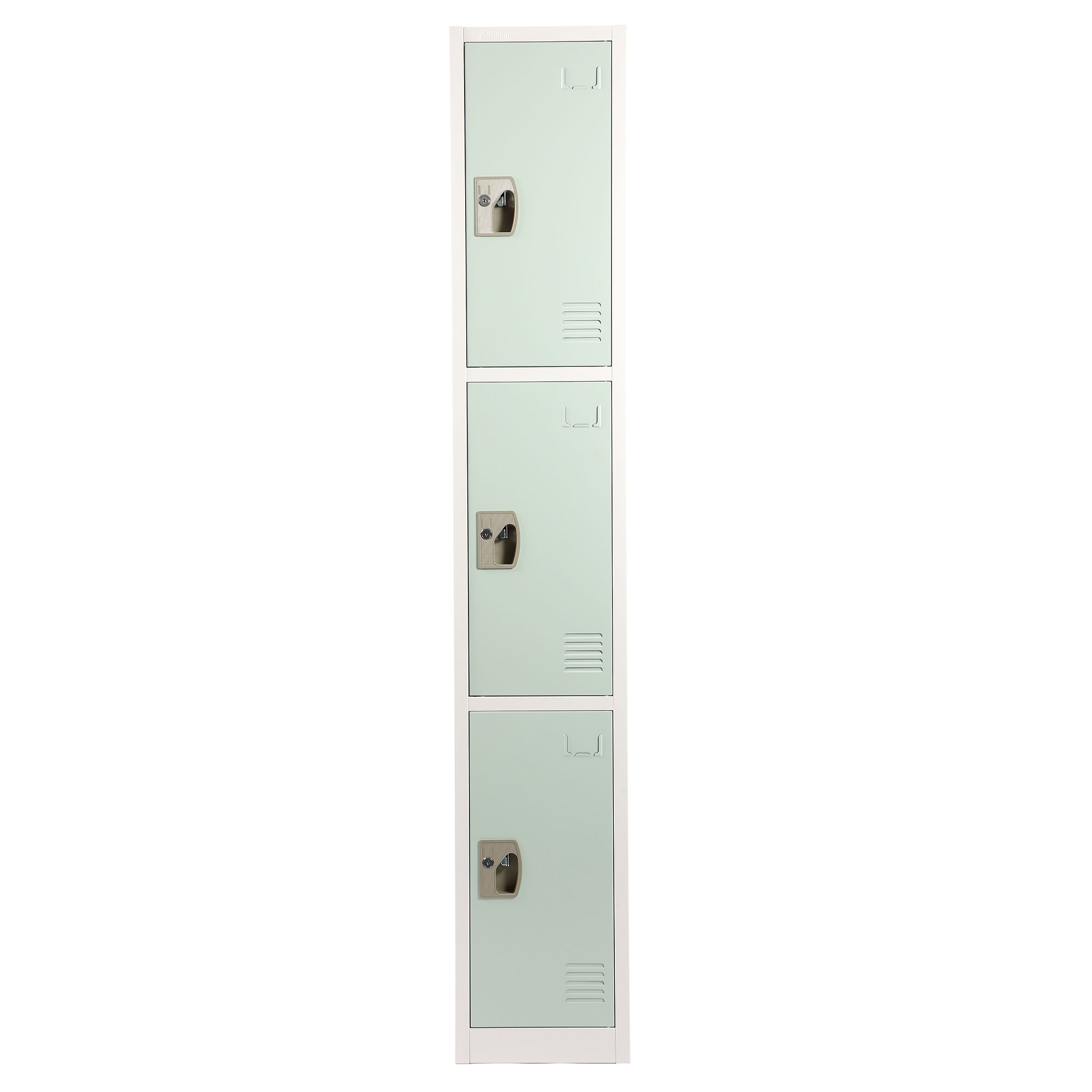 Alpine, 72in.H 3-Tier Steel Locker, Misty Green, 4-Pack, Height 72 in, Width 12 in, Color Green, Model# ADI629-203-MGRN-PKG-4